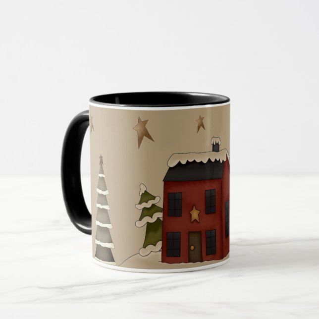 Primitive Red Colonial in the Snow Mug (Front Left)