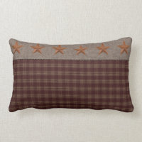 Primitive Rustic Burgundy Homespun/Rusty Stars