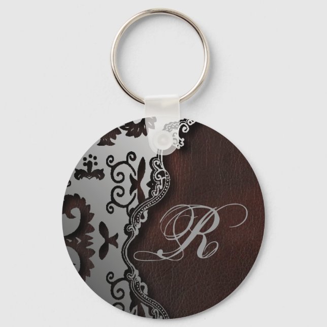 primitive rustic Western Country paisley pattern Keychain (Front)