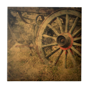 Primitive Rustic Western Country Wagon Wheel Tile