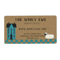 Primitive Saltbox HOUSE ON KRAFT SHIPPING LABEL