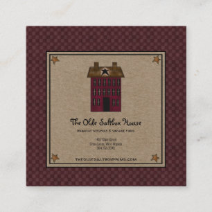 Primitive Saltbox House Rusty Star Kraft Square Business Card