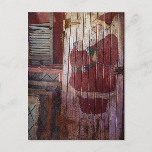 Primitive Santa Claus Holiday Postcard (Front)