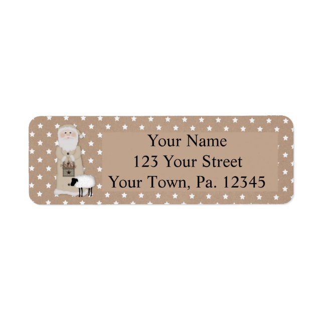 Primitive Santa With Stars Small Address Label (Front)