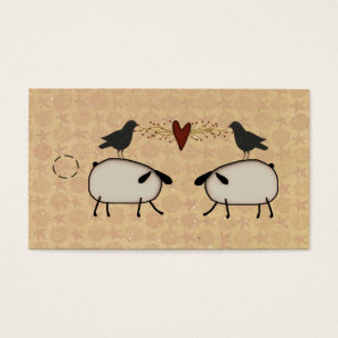 Primitive Sheep And Crows Hang Tag