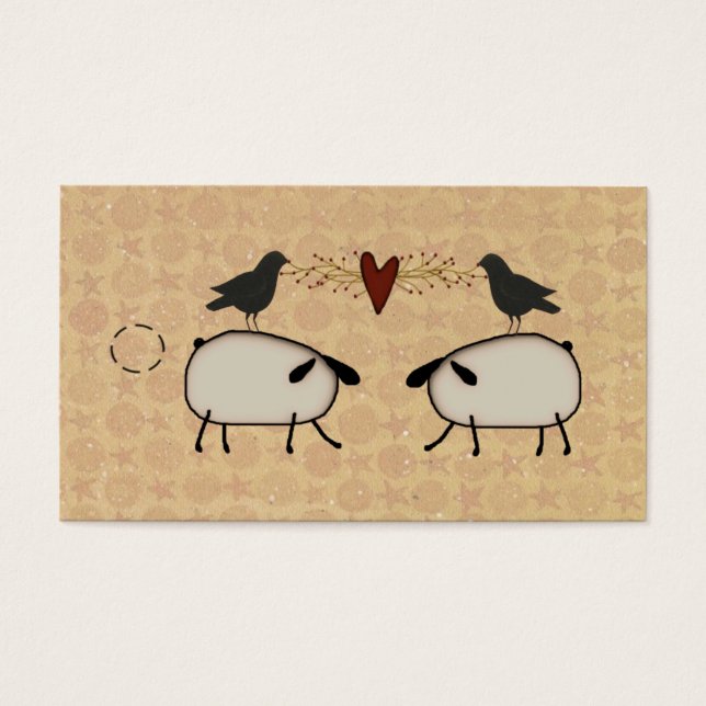 Primitive Sheep And Crows Hang Tag (Front)