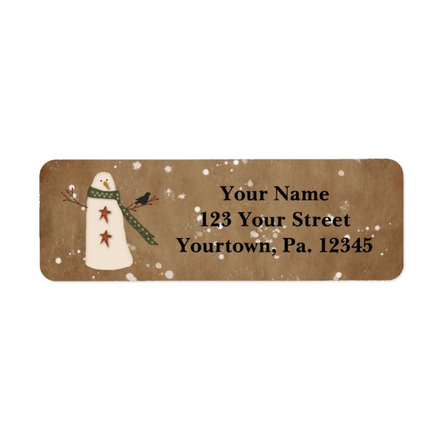 Primitive Snowman Address Label (Front)