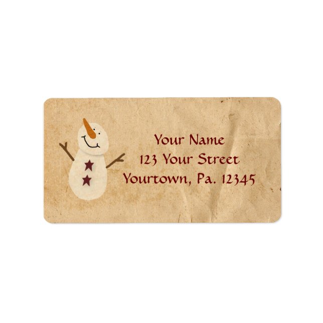 Primitive Snowman Address Label (Front)