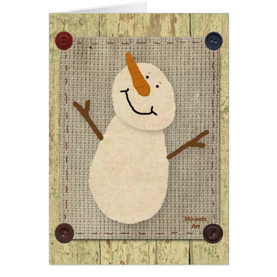 Primitive Snowman Christmas Card