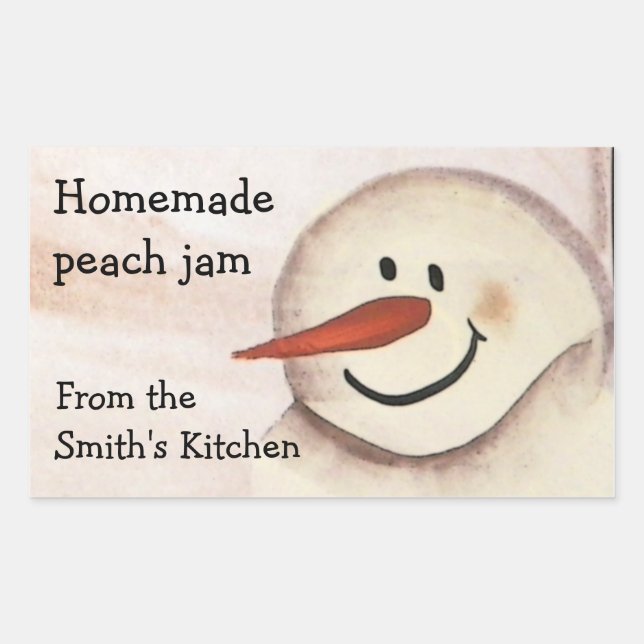 Primitive Snowman Christmas Jar Sticker (Front)