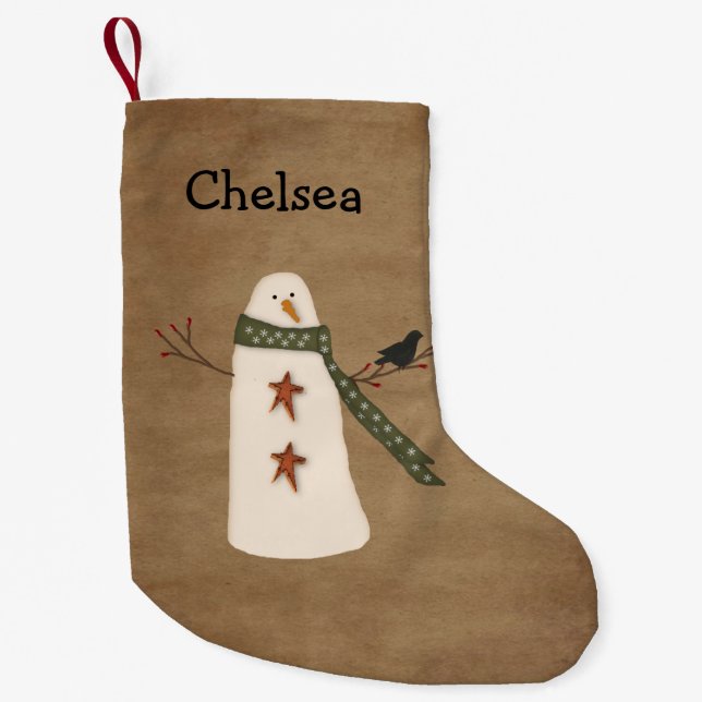 Primitive Snowman Christmas Stocking (Front)
