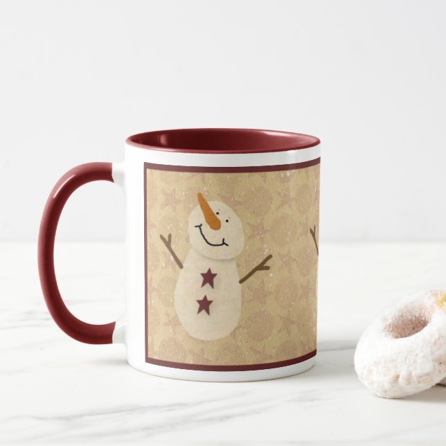 Primitive Snowman Mug (With Donut)