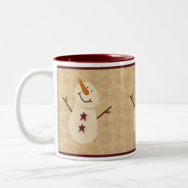 Primitive Snowman Mug (Left)