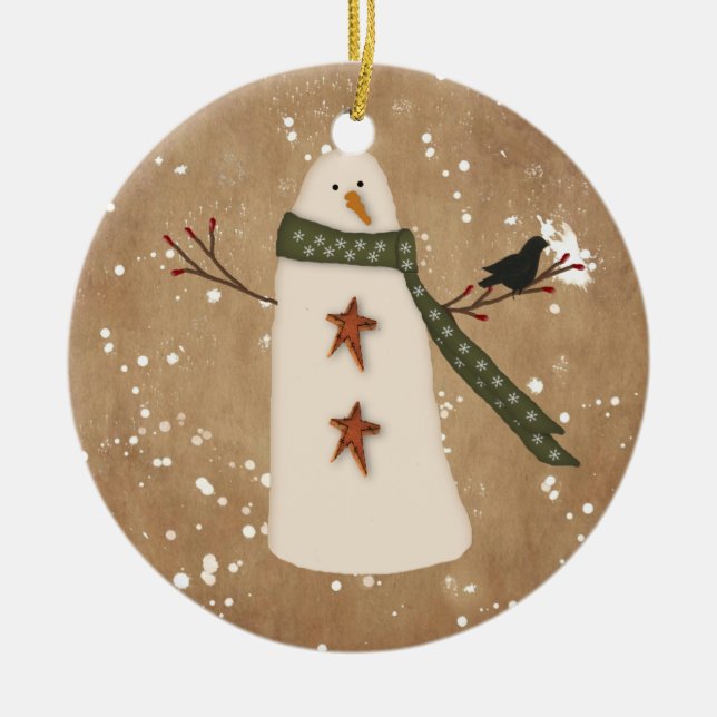 Primitive Snowman Ornament (Front)