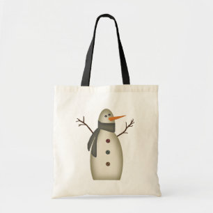 Primitive Snowman Tote Bag
