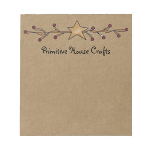 PRIMITIVE STAR & BERRIES ON KRAFT NOTE PAD