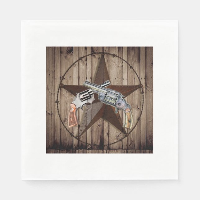 Primitive texas star western country cowboy pistol napkin (Front)
