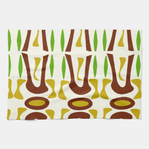 Primitive Tiki Jungle Pattern Kitchen Towel