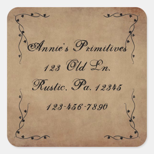 Primitive Vines Square Sticker (Front)