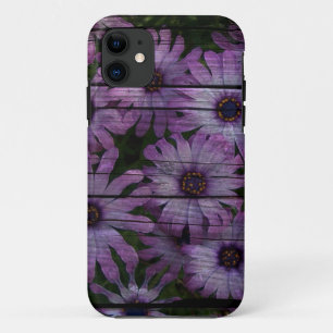 Primitive Western Country Barn Board purple daisy iPhone 11 Case