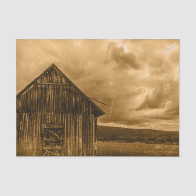 Primitive western country farmhouse old barn tissue paper (Front)