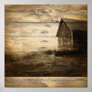 primitive western country old barn farmhouse cabin poster
