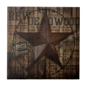 primitive wild western country Texas Star cowboy Tile