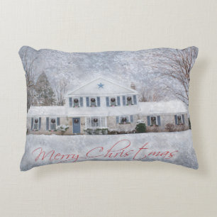 Primitive Winter Snow Country Rustic Open House Accent Pillow
