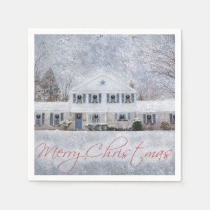 Primitive Winter Snow Country Rustic Open House Napkin