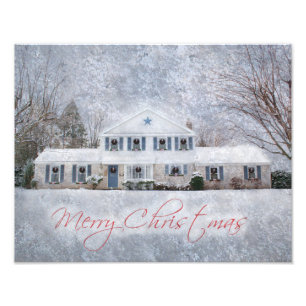 Primitive Winter Snow Country Rustic Open House Photo Print