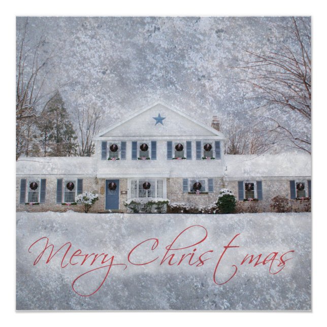 Primitive Winter Snow Country Rustic Open House Poster (Front)