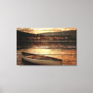 Primitive Wood grain reflection Lake House Canoe Canvas Print