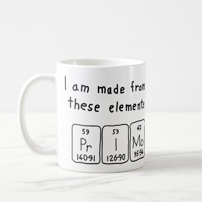 Primo periodic table name mug (Left)