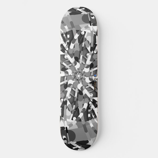 Primordial Egg - black&white abstract burst Skateboard (Front)