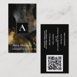 Primordial Sweep Black Gold Abstract Design Business Card