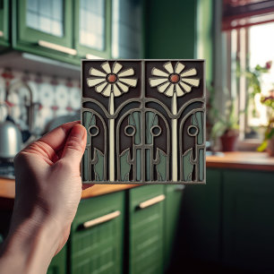 Primrose Art Deco Floral Wall Decor Art Nouveau Tile