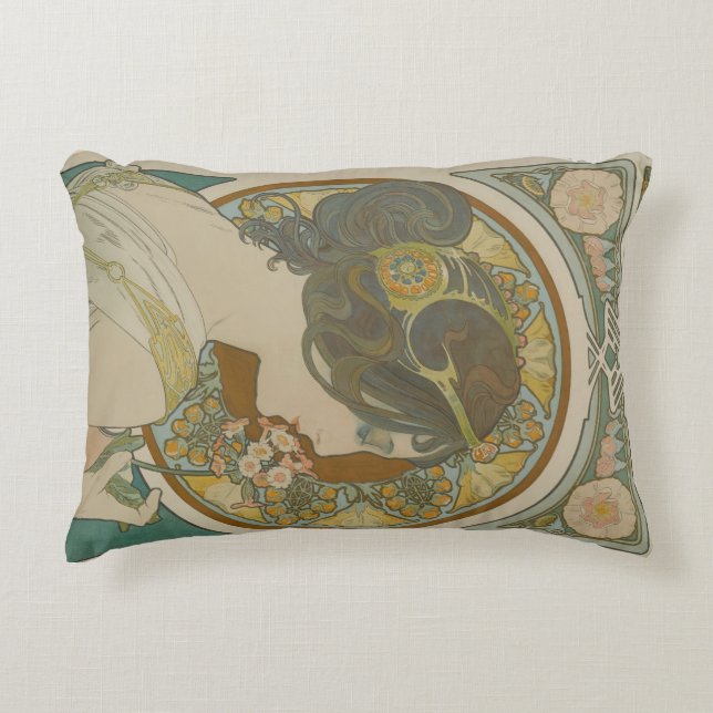 Primrose by Alphonse Mucha (1899) Accent Pillow (Front)