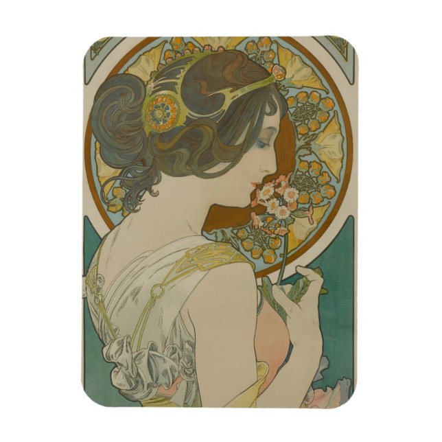 Primrose by Alphonse Mucha (1899) Magnet (Vertical)