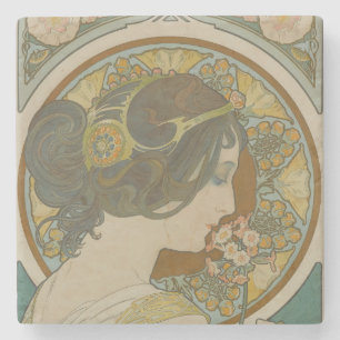 Primrose by Alphonse Mucha  Stone Coaster