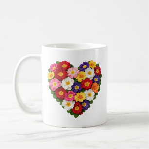 Primrose Floral Heart February Birth Flower Coffee Mug