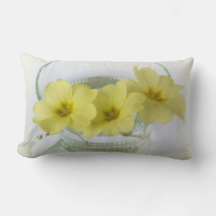 primrose in a coffee cup lumbar pillow