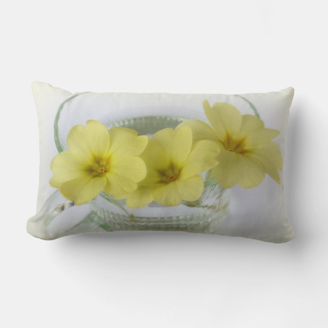 primrose in a coffee cup lumbar pillow (Front)
