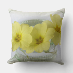 primrose in a coffee cup throw pillow