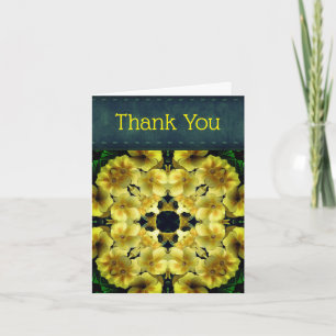 Primrose jaune Abstrait Carte de remerciements flo