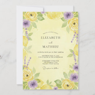 Primrose Lavender Painted Wedding Invitation