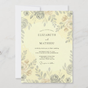 Primrose Painted Leaf Wedding Invitation