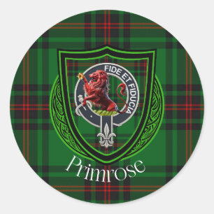 Primrose Scottish Clan Tartan & Crest Classic Round Sticker