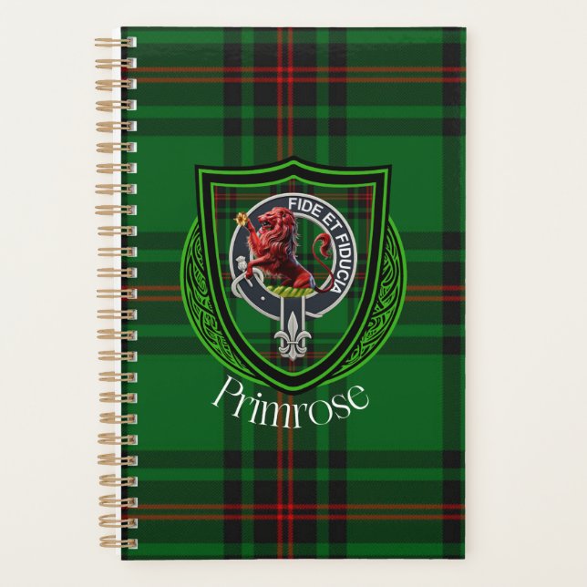 Primrose Scottish Clan Tartan & Crest Planner (Front)