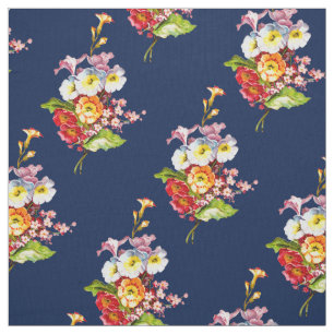 Primrose Vintage Elegant Navy Floral Pattern Retro Fabric
