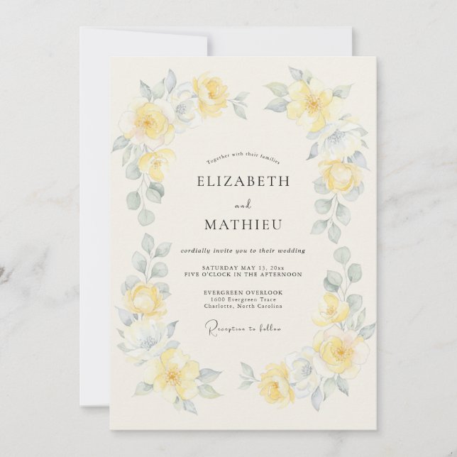Primrose Yellow Artistic Spring Wedding Invitation (Front)